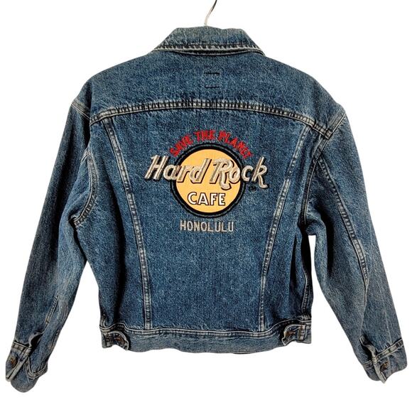 Retro Hard Rock Cafe Honolulu Denim Jacket 6 Button Lee Jean Jacket Streetwear - Picture 1 of 14